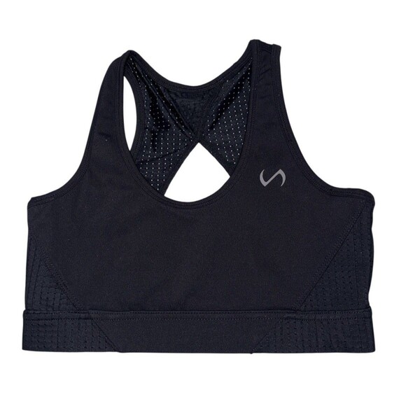 TLF Black Sports Bra Women's Small Open Back No Padding Compression Activewear - Picture 1 of 4